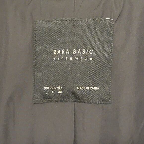 ZARA Basic Outerwear Black Hooded Zip Up Front Puffer Coat Jacket Size L - Picture 14 of 16